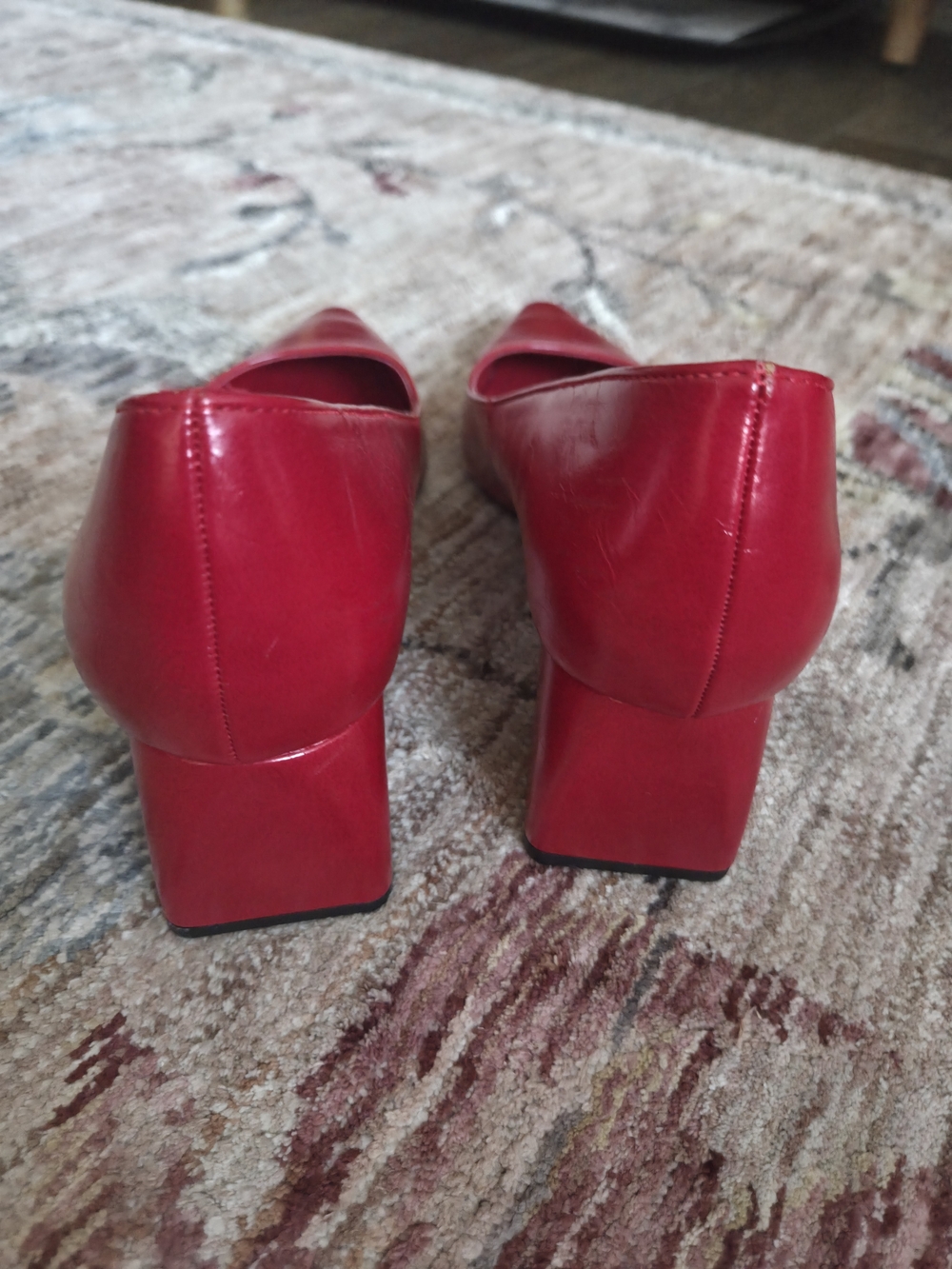 Zara Red Pointed-Toe Leather Pumps - Picture 3 of 5